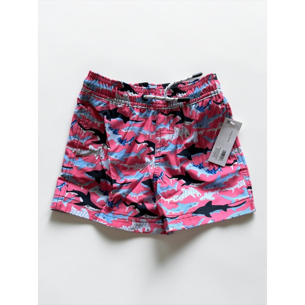 Members Mark Boys Resort Swim Trunk Pink Shark Print Size 3T NWT